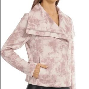 Bagatelle Pink Rose TieDye Asymmetrical Zip Faux Suede Moto Short Jacket XS Crop